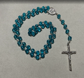 Handmade Glass Traditional Catholic Rosary - Aquamarine
