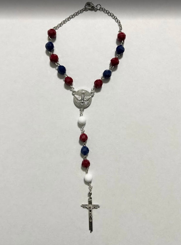Handmade Faceted Catholic Rosary - Modern Design for Cars - Colorado Avalanche