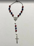 Handmade Faceted Catholic Rosary - Modern Design for Cars - Colorado Avalanche