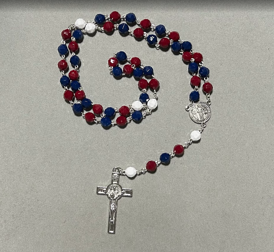 Handmade Faceted Traditional Catholic Rosary - Colorado Avalanche