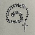 Handmade Marble Style Traditional Catholic Rosary - Black Swirl