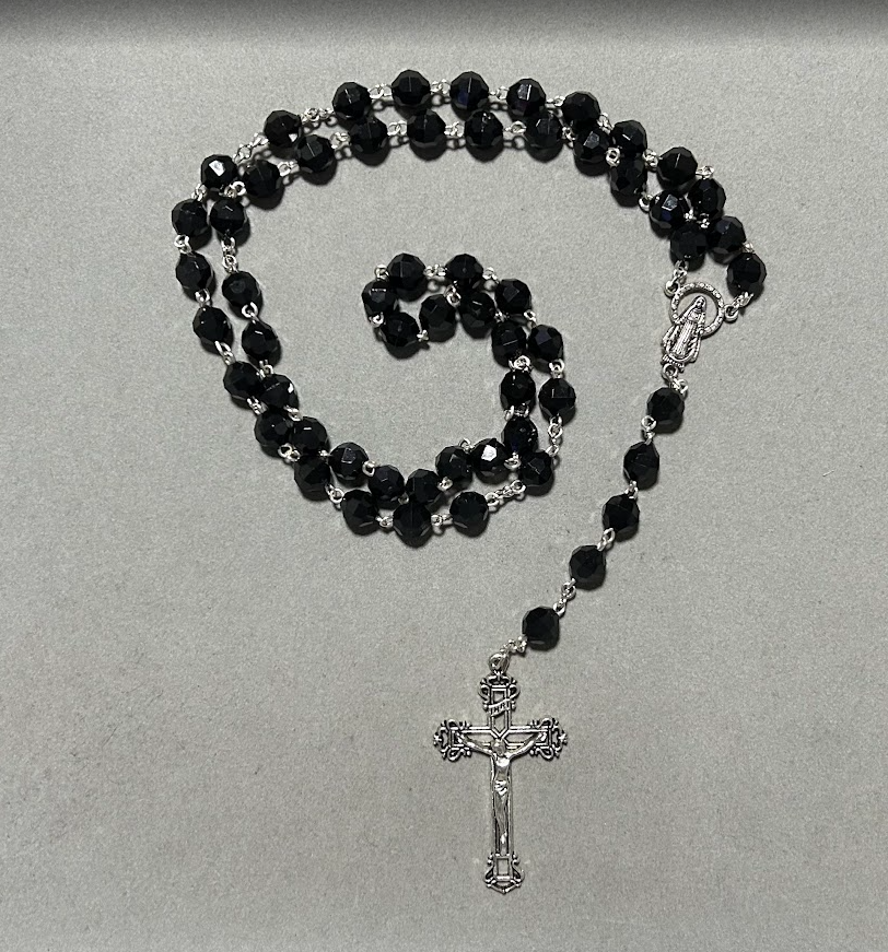 Handmade Faceted Traditional Catholic Rosary - Black