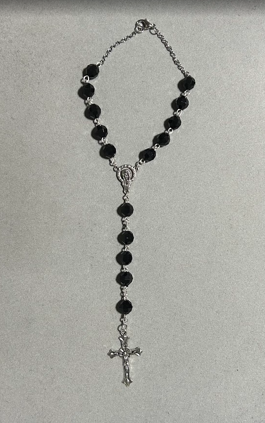 Handmade Faceted Catholic Rosary - Modern Design for Cars - Black
