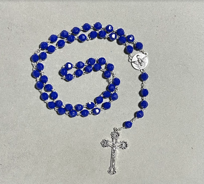 Handmade Faceted Traditional Catholic Rosary - Blue #1