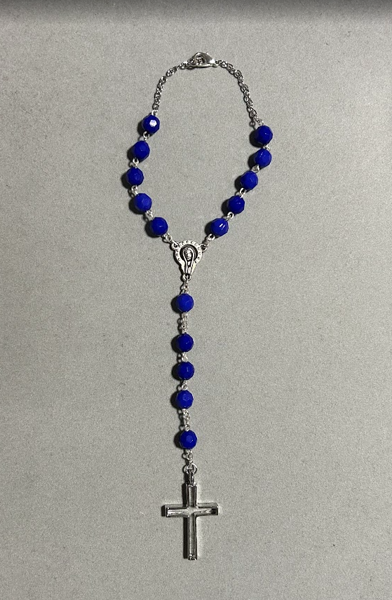 Handmade Faceted Catholic Rosary - Modern Design for Cars - Blue #1