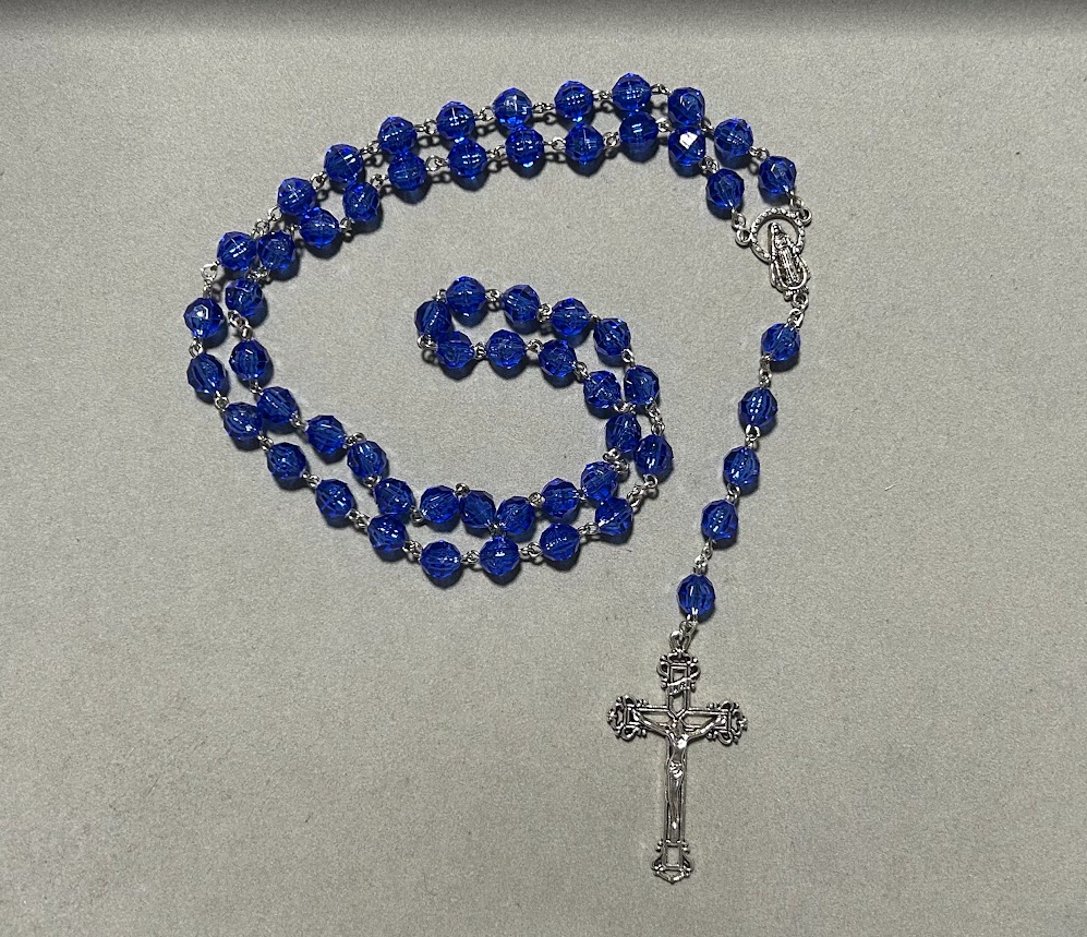 Handmade Faceted Traditional Catholic Rosary - Blue #2