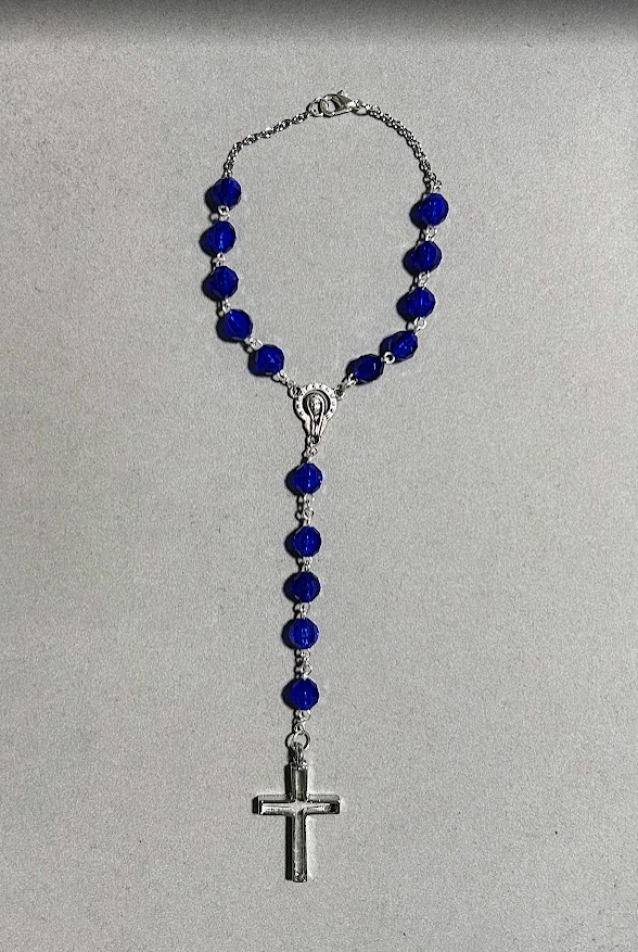 Handmade Faceted Catholic Rosary - Modern Design for Cars - Blue #2
