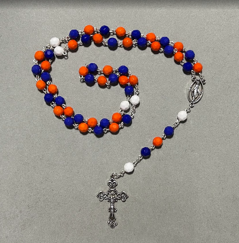 Handmade Faceted Traditional Catholic Rosary - Denver Broncos