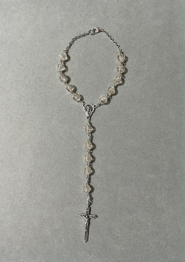 Handmade Faceted Catholic Rosary - Modern Design for Cars - Champagne