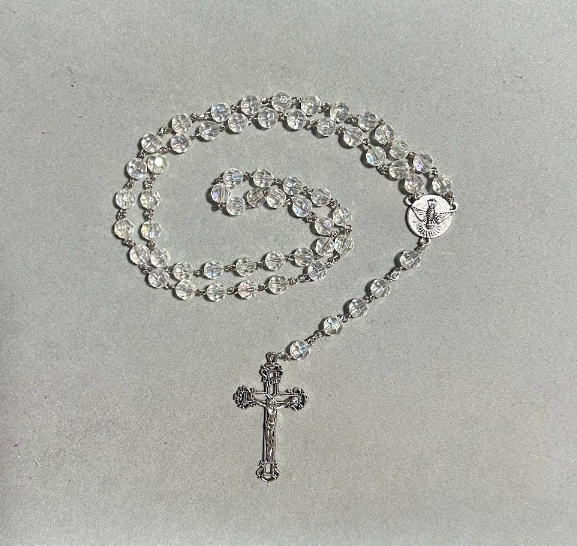 Handmade Faceted Traditional Catholic Rosary - Crystal Clear