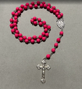 Handmade Faceted Traditional Catholic Rosary - Dark Pink