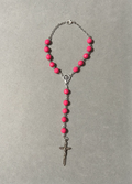 Handmade Faceted Catholic Rosary - Modern Design for Cars - Dark Pink