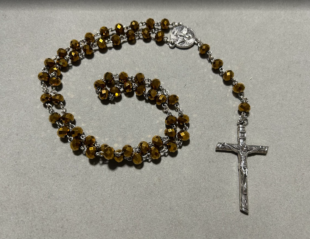 Handmade Glass Traditional Catholic Rosary - Gold