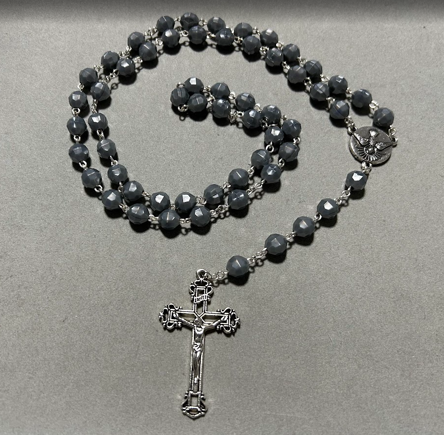 Handmade Faceted Traditional Catholic Rosary - Gray