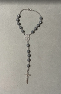 Handmade Faceted Catholic Rosary - Modern Design for Cars - Gray