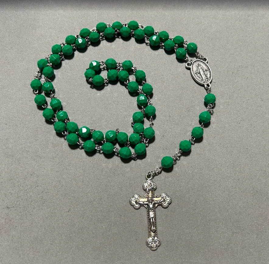 Handmade Faceted Traditional Catholic Rosary - Green #1
