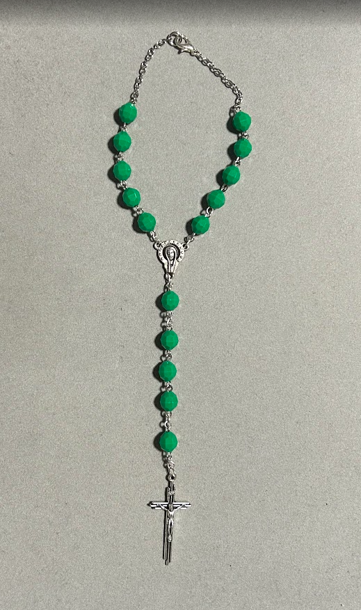 Handmade Faceted Catholic Rosary - Modern Design for Cars - Green #1
