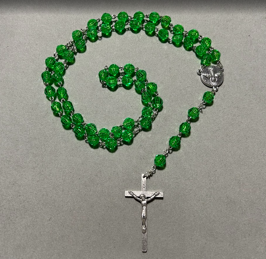 Handmade Faceted Traditional Catholic Rosary - Green #2