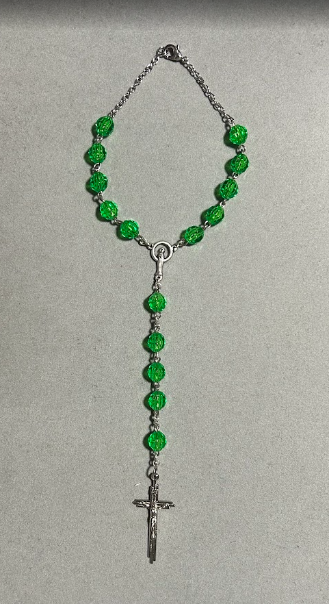Handmade Faceted Catholic Rosary - Modern Design for Cars - Green #2