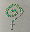 Handmade Pearl Style Catholic Rosary - Modern Design for Cars - Green/Blue