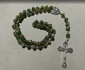 Handmade Glass Traditional Catholic Rosary - Green Rose