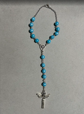 Handmade Pearl Style Catholic Rosary - Modern Design for Cars - Light Blue