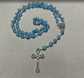 Handmade Faceted Traditional Catholic Rosary - Light Blue