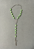 Handmade Faceted Catholic Rosary - Modern Design for Cars - Light Green