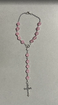 Handmade Faceted Catholic Rosary - Modern Design for Cars - Light Pink #2