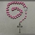 Handmade Pearl Style Traditional Catholic Rosary - Light Pink Pearl