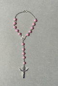 Handmade Pearl Style Catholic Rosary - Modern Design for Cars - Light Pink