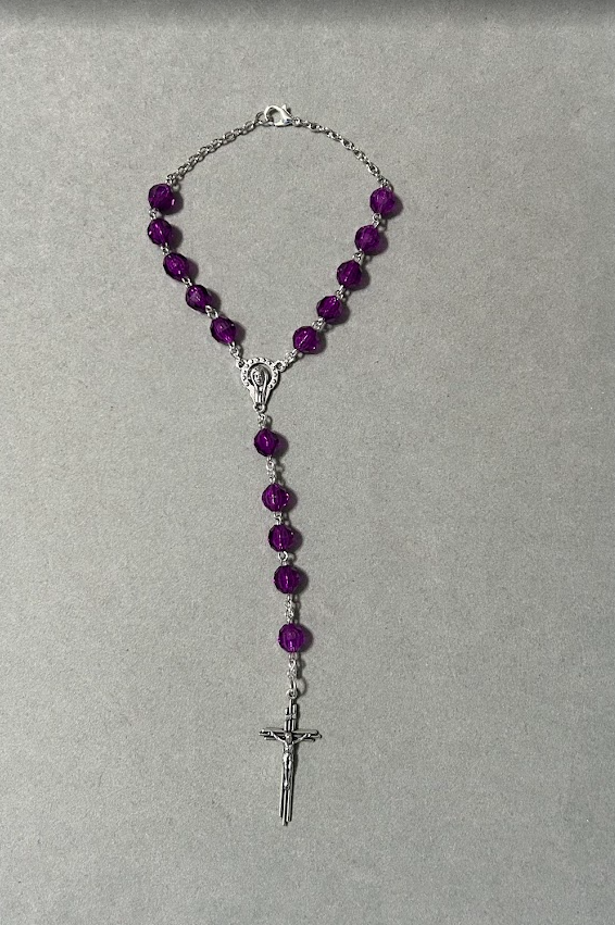 Handmade Faceted Catholic Rosary - Modern Design for Cars - Lilac