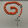 Handmade Faceted Traditional Catholic Rosary - Orange #1