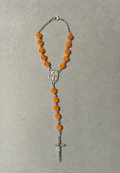 Handmade Faceted Catholic Rosary - Modern Design for Cars - Orange #2