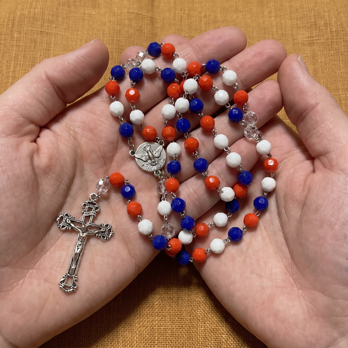 Handmade Faceted Traditional Catholic Rosary - Patriotic