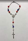 Handmade Faceted Catholic Rosary - Modern Design for Cars - Patriotic