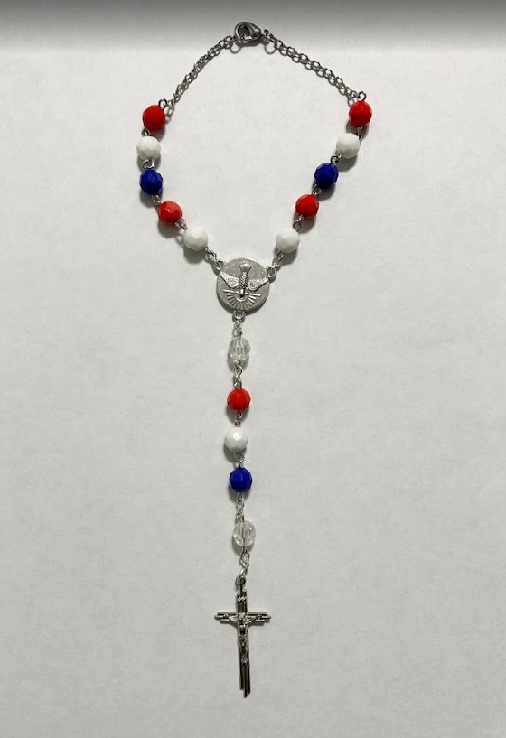Handmade Faceted Catholic Rosary - Modern Design for Cars - Patriotic