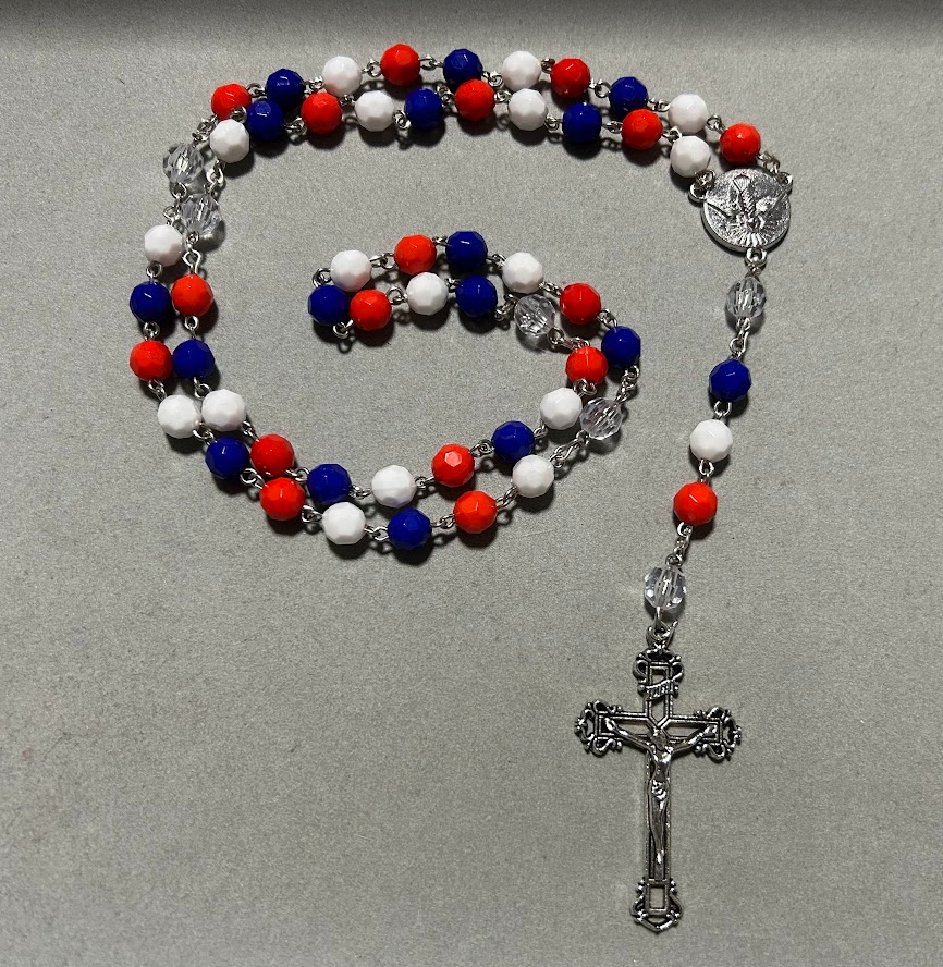Handmade Faceted Traditional Catholic Rosary - Patriotic