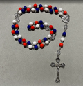 Handmade Faceted Traditional Catholic Rosary - Patriotic