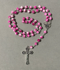 Handmade Marble Style Traditional Catholic Rosary - Pink Swirl