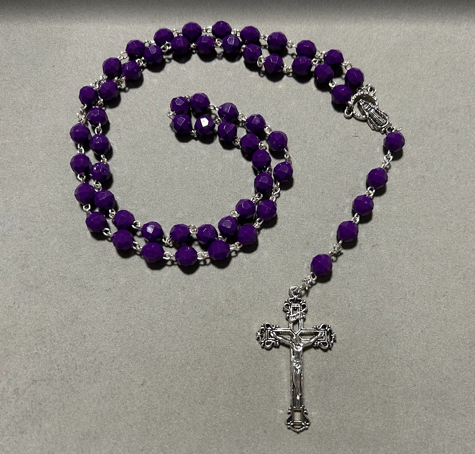 Handmade Faceted Traditional Catholic Rosary - Purple #1