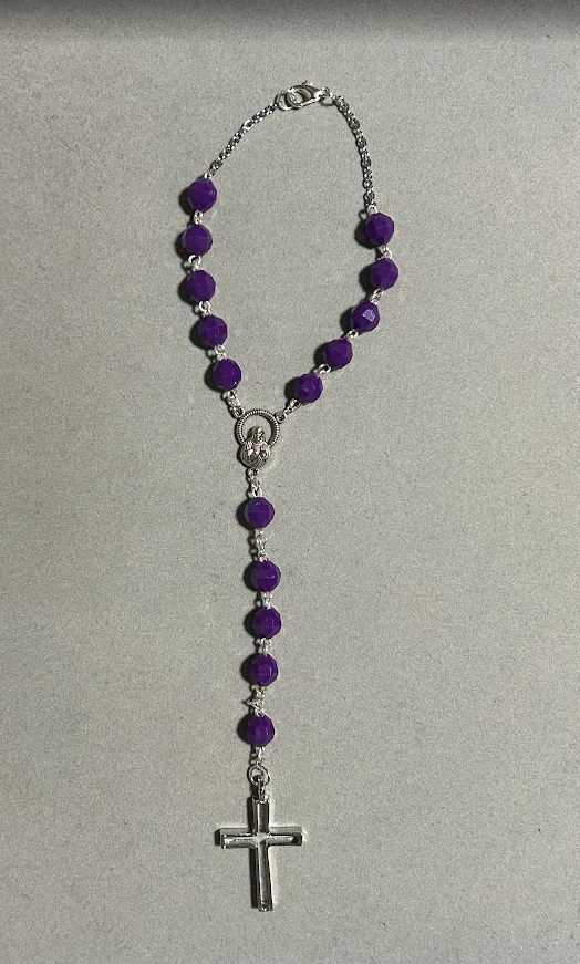 Handmade Faceted Catholic Rosary - Modern Design for Cars - Purple #1