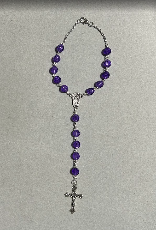 Handmade Faceted Catholic Rosary - Modern Design for Cars - Purple #2