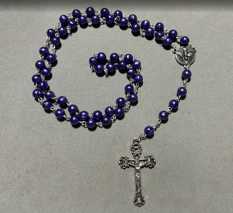 Handmade Pearl Style Traditional Catholic Rosary - Purple