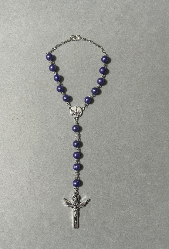Handmade Pearl Style Catholic Rosary - Modern Design for Cars - Purple