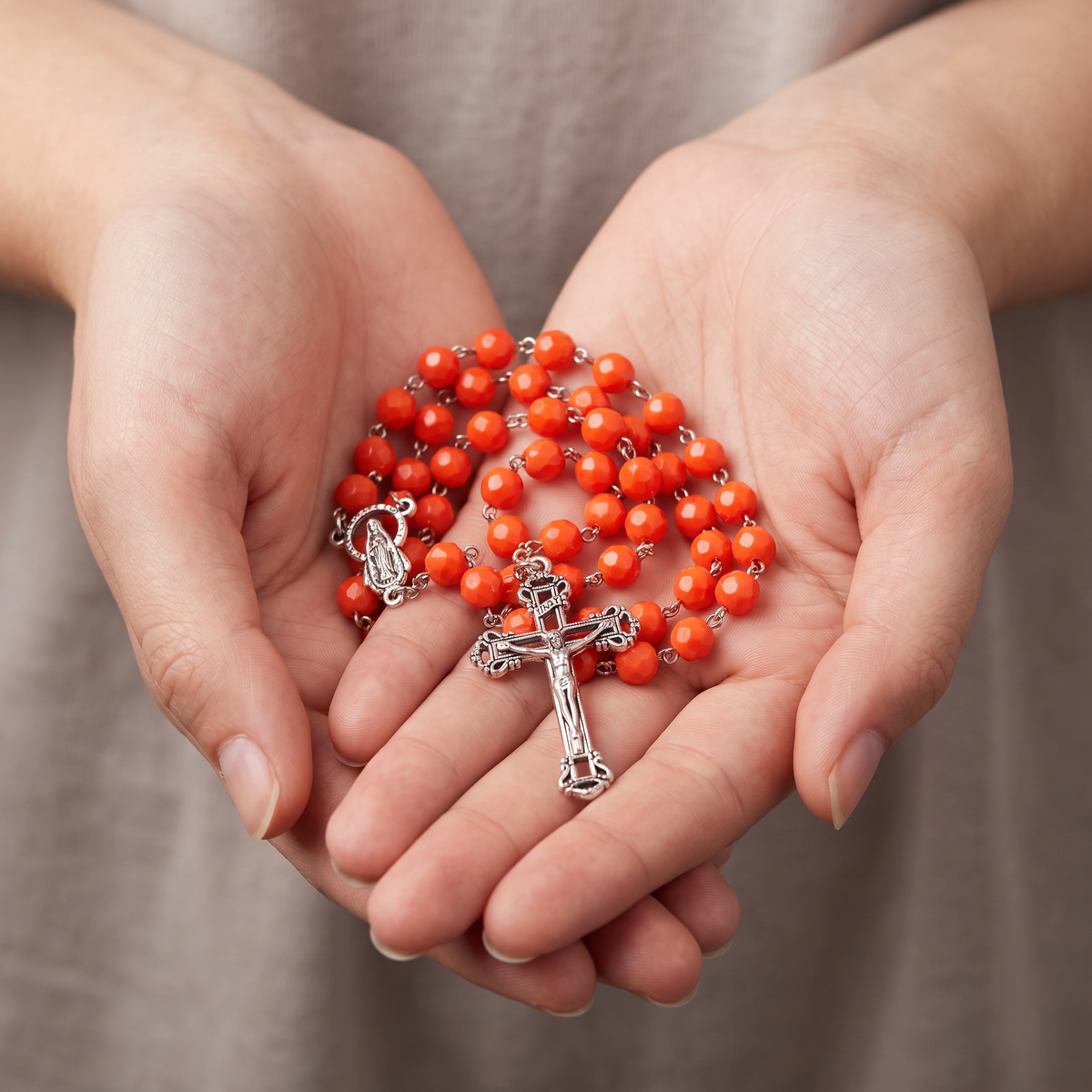Handmade Faceted Traditional Catholic Rosary - Red #1