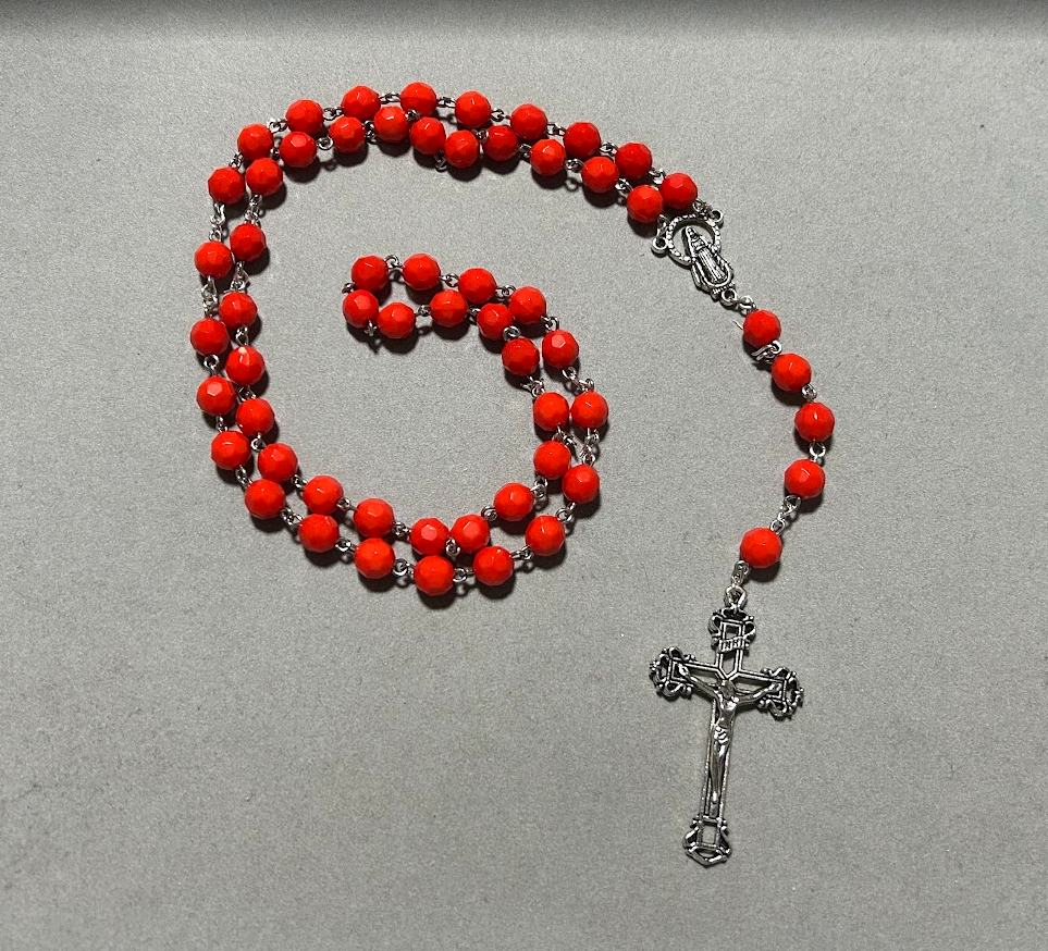Handmade Faceted Traditional Catholic Rosary - Red #1