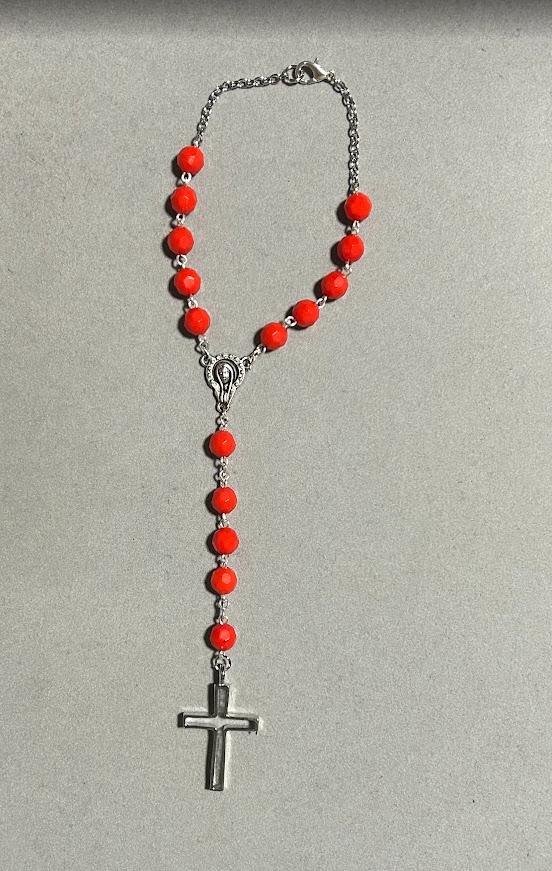 Handmade Faceted Catholic Rosary - Modern Design for Cars - Red #1