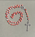 Handmade Marble Style Traditional Catholic Rosary - Red Swirl
