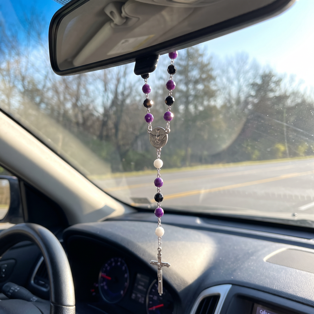 Handmade Faceted Catholic Rosary - Modern Design for Cars - Colorado Rockies